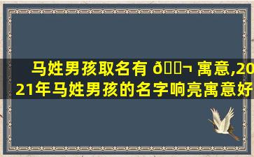 马姓男孩取名有 🐬 寓意,2021年马姓男孩的名字响亮寓意好